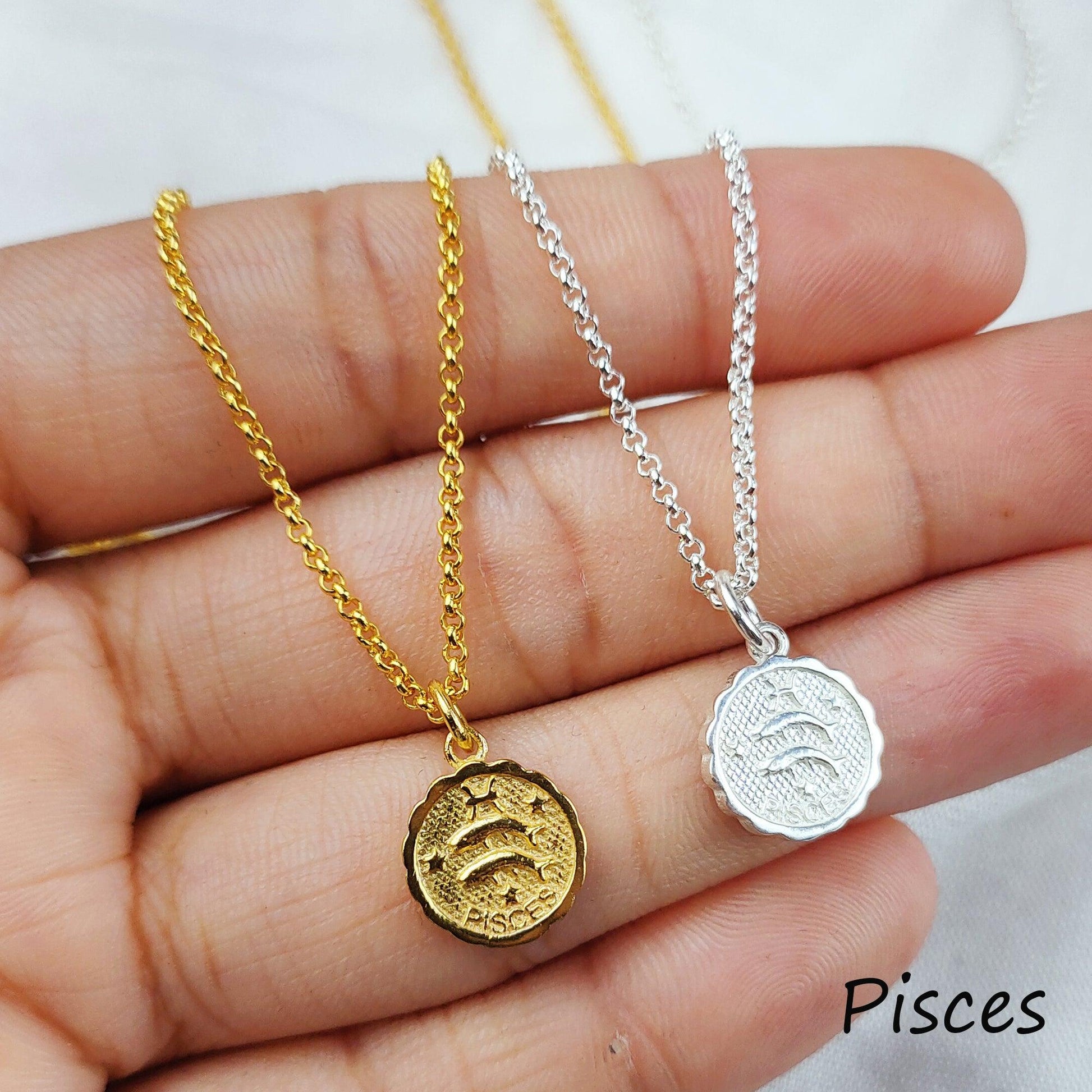 Pisces Necklace, Religious Necklace, Witch Necklace, Zodiac Necklace , Zodiac Sign, 14K Gold Plated, Gift for Birthday - Charms And Spells