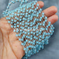 1 Feet Chain, Faceted Chalcedony Wire Wrapped Beaded Chain, 4-4.5mm Beaded, Blue Chalcedony Wire Wrapped Rosary Chain, Wholesale, DIY Necklace Chain - Charms And Spells