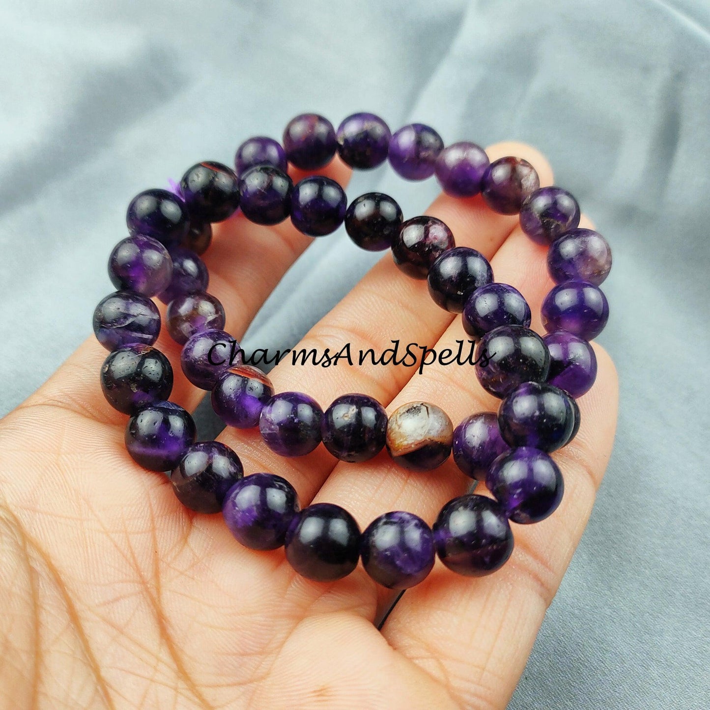 Natural Amethyst Gemstone Healing Bracelet, Spiritual Protection Balance Meditation Grounding Bracelet - Charms And Spells