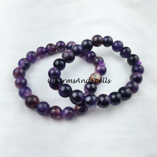 Natural Amethyst Gemstone Healing Bracelet, Spiritual Protection Balance Meditation Grounding Bracelet - Charms And Spells