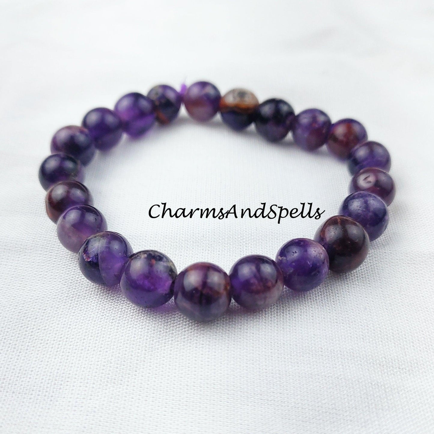 Natural Amethyst Gemstone Healing Bracelet, Spiritual Protection Balance Meditation Grounding Bracelet - Charms And Spells