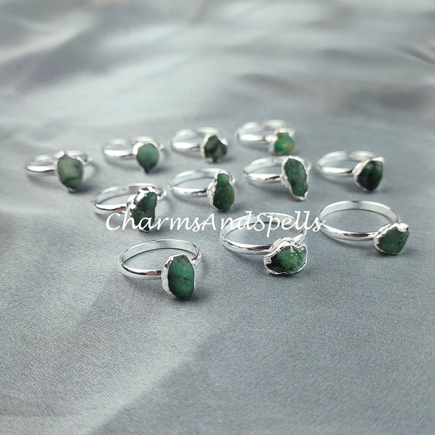 50% OFF On Emerald Ring, Gemstone Ring, Electroplated Ring, Gift for Her, Raw Crystal Jewelry, Ethnic Ring, Women Ring - Charms And Spells