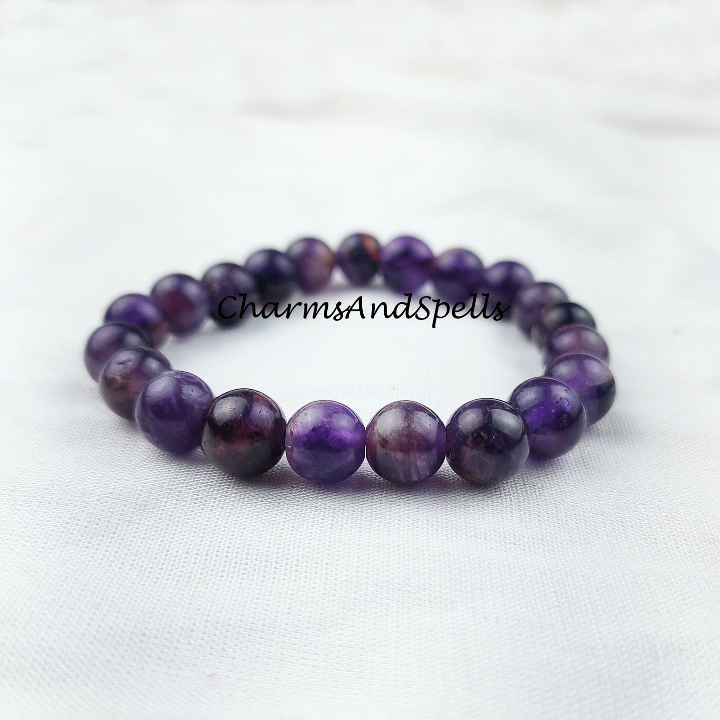 Natural Amethyst Gemstone Healing Bracelet, Spiritual Protection Balance Meditation Grounding Bracelet - Charms And Spells