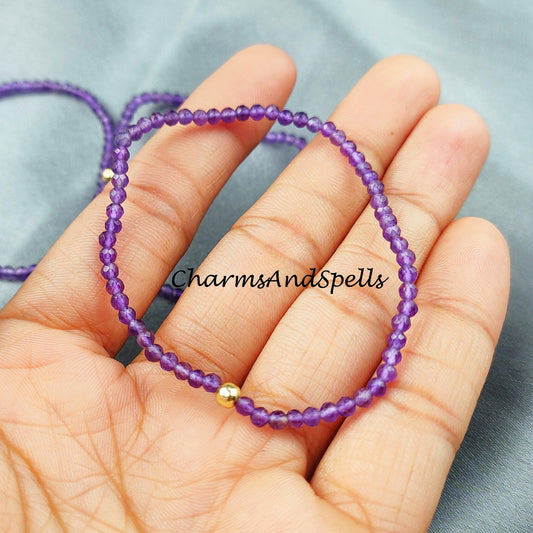 Amethyst Healing Bracelet, Spiritual Energy Protection Bracelet, Natural Stone Yoga Friendship Bracelet - Charms And Spells