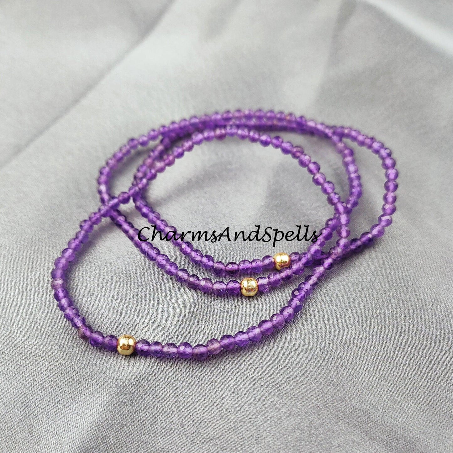 Amethyst Healing Bracelet, Spiritual Energy Protection Bracelet, Natural Stone Yoga Friendship Bracelet - Charms And Spells