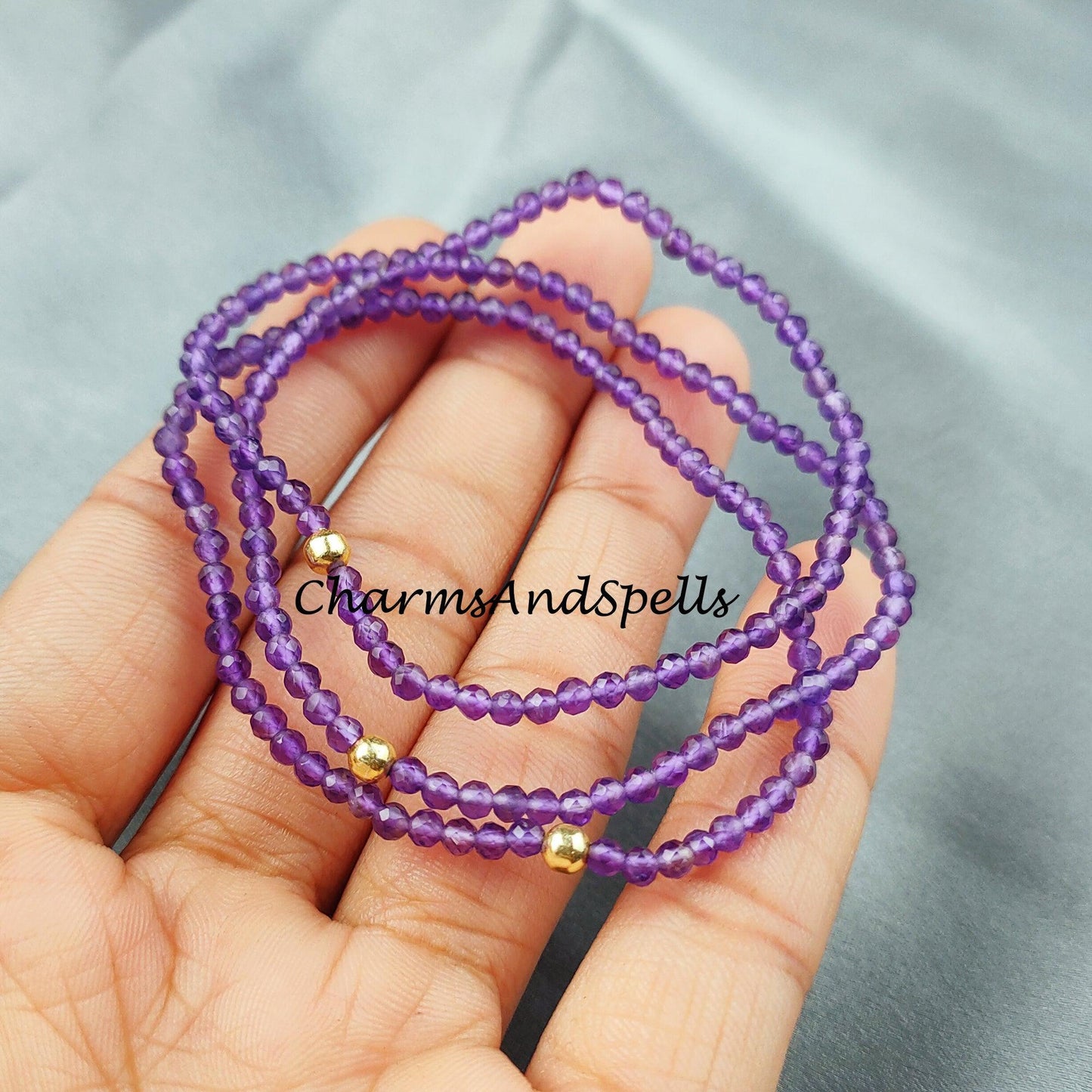 Amethyst Healing Bracelet, Spiritual Energy Protection Bracelet, Natural Stone Yoga Friendship Bracelet - Charms And Spells