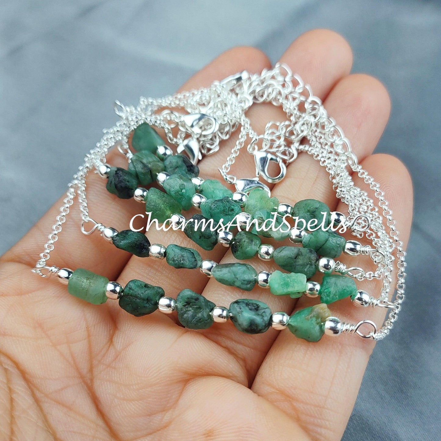 Raw Emerald Bracelet, Birthstone Bracelet, Raw Healing Crystal Bracelet, Bracelet For Women, Gift, Dainty Bracelet - Charms And Spells