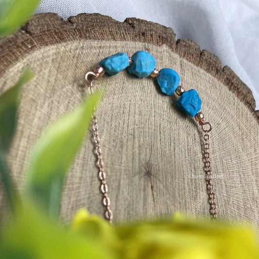 Raw Turquoise Necklace, December Birthstone Necklace, Dainty Turquoise, Gemstone Necklace, Healing Crystal Jewelry, Valentine Gift, December - Charms And Spells