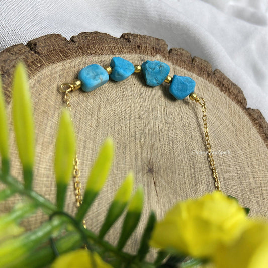 Turquoise Necklace, Gemstone Necklace, Dainty Turquoise, Light Weight Necklace, December Birthstone, Raw Turquoise Necklace, New Year Gift - Charms And Spells