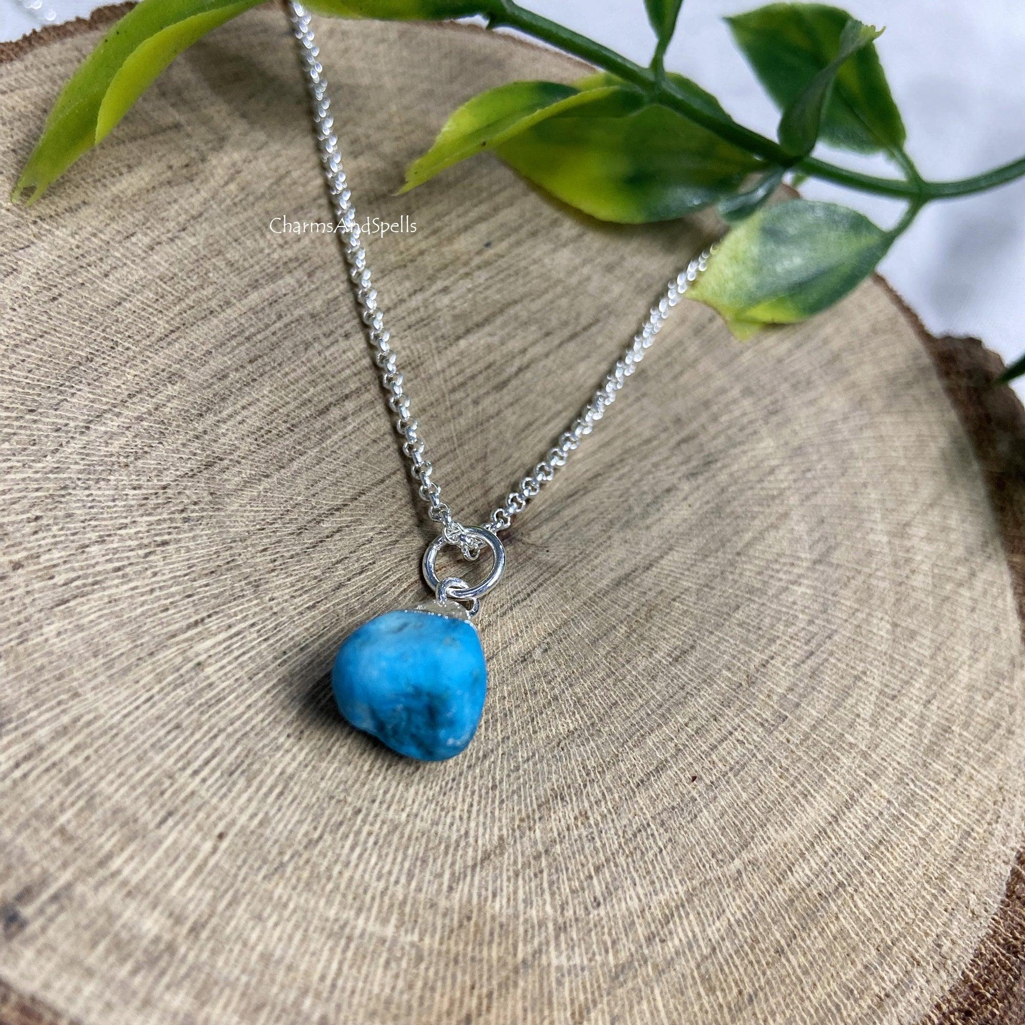 Dainty Turquoise Stone Beads Bar Pendant Necklace Chain Birthstone Necklace