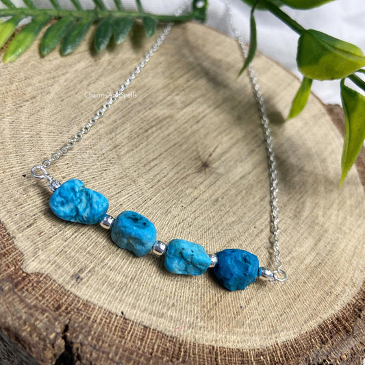 Turquoise Necklace, Raw Stone Necklace, December Birthstone, Statement Jewelry, Ethnic Handmade Necklace, Bohomian Necklace, Gift for Women - Charms And Spells