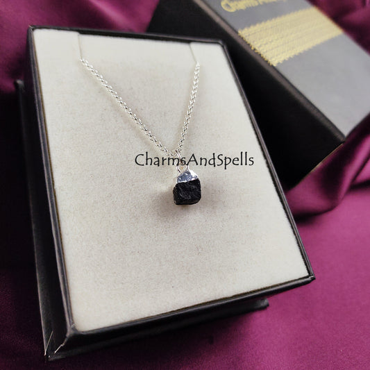 Raw Black Tourmaline Pendant, Gemstone Pendant, Healing Crystal Necklace, Tourmaline pendants, Protection Necklace, Tourmaline Charm Pendant