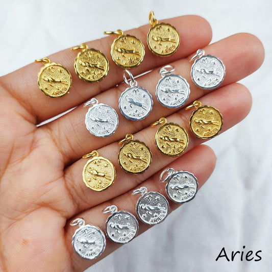 Aries Zodiac Necklace, Constellation Necklace, Silver/Gold Chain, Birthstone Zodiac Necklace, Birth Sign, gift for mom - Charms And Spells