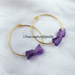 Raw Amethyst Earring, Loop Earring, Gold Plated Earring, Gemstone Earring, Birthstone Earring, Handmade Earring - Charms And Spells