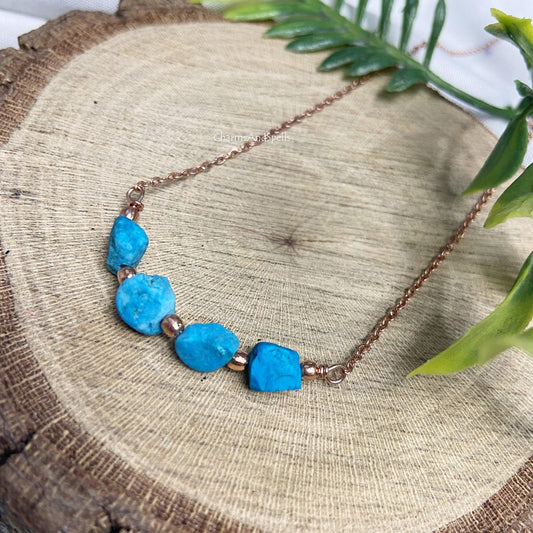 Raw Turquoise Necklace, December Birthstone Necklace, Dainty Turquoise, Gemstone Necklace, Healing Crystal Jewelry, Valentine Gift, December - Charms And Spells