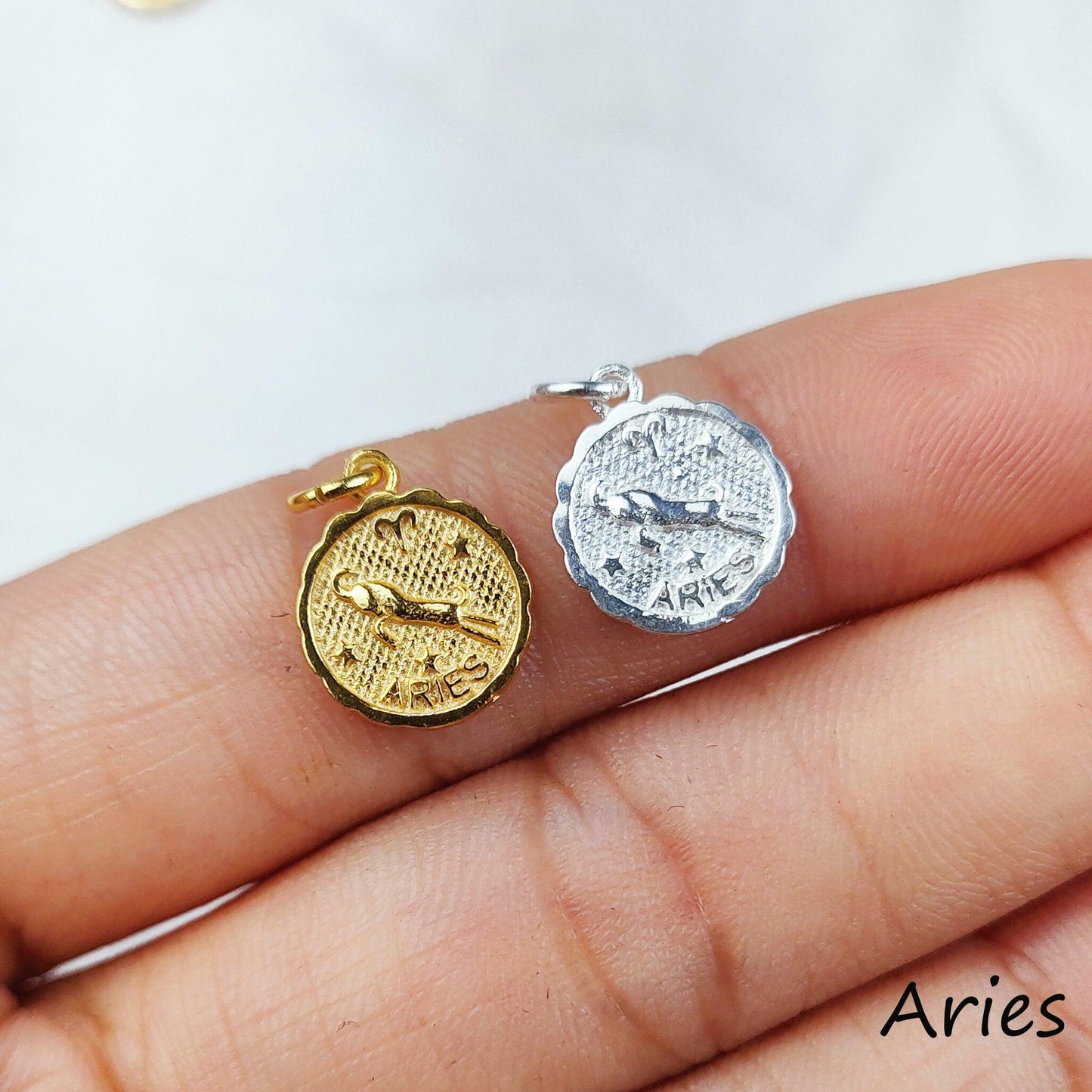 Aries Zodiac Necklace, Constellation Necklace, Silver/Gold Chain, Birthstone Zodiac Necklace, Birth Sign, gift for mom - Charms And Spells