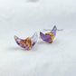 Amethyst Earring, Moon Studs, 14K Gold Plated Earrings, Amethyst Stud Earrings, Purple Wire Wrap Stud Earrings - Charms And Spells
