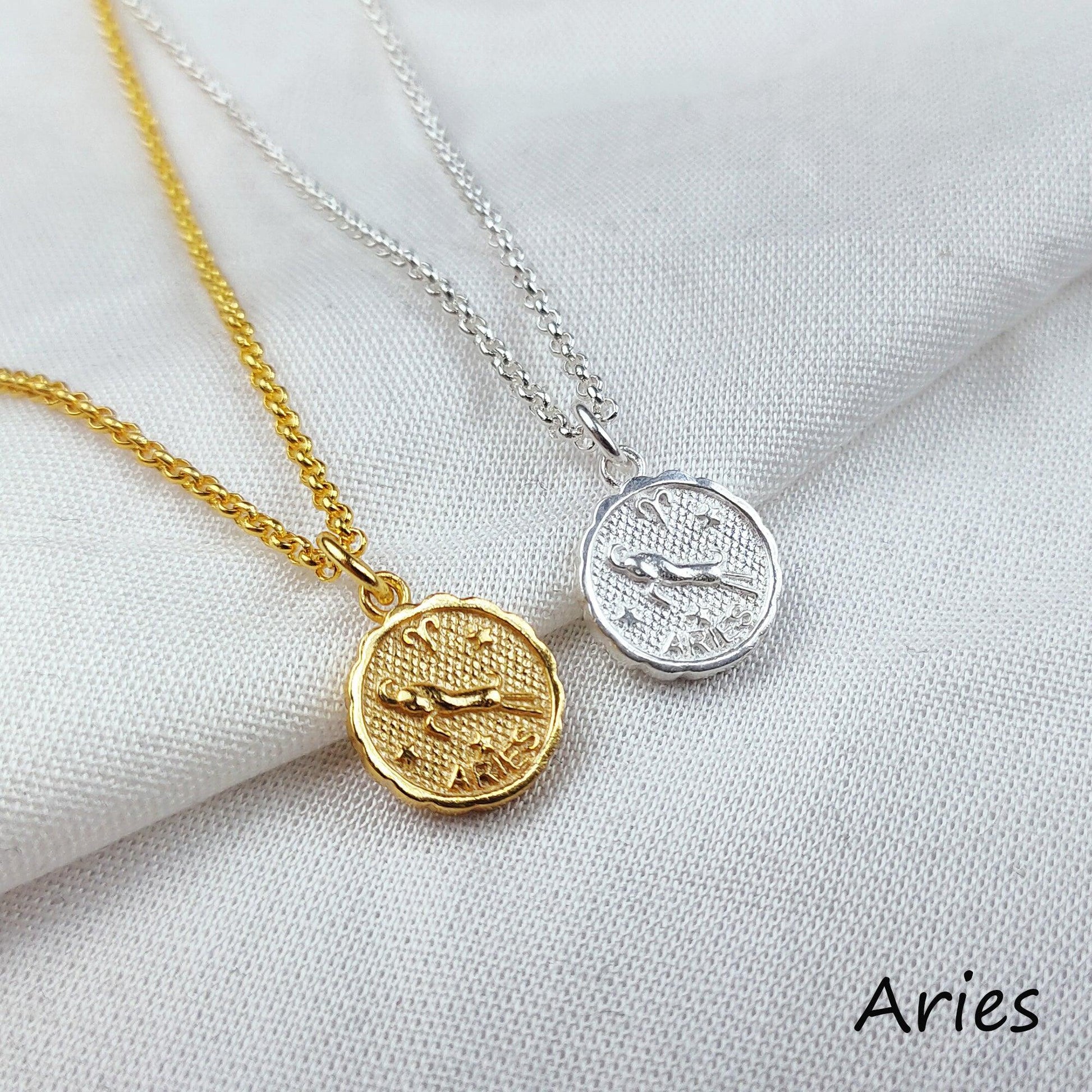 Aries Zodiac Necklace, Constellation Necklace, Silver/Gold Chain, Birthstone Zodiac Necklace, Birth Sign, gift for mom - Charms And Spells