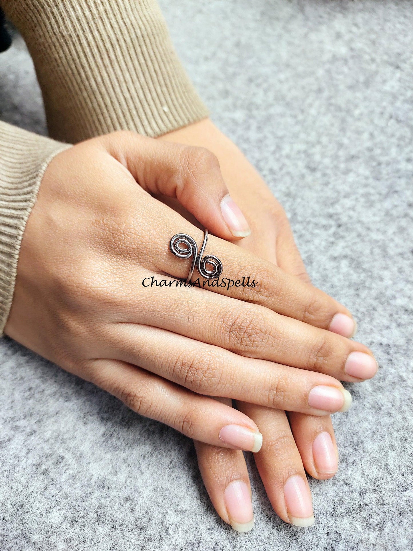 Handmade Wire Wrapped Ring, Adjustable Ring, Dainty Wire Ring, Stacking Ring, Minimalist Ring, Women Ring, Boho Ring, Midi Ring - Charms And Spells