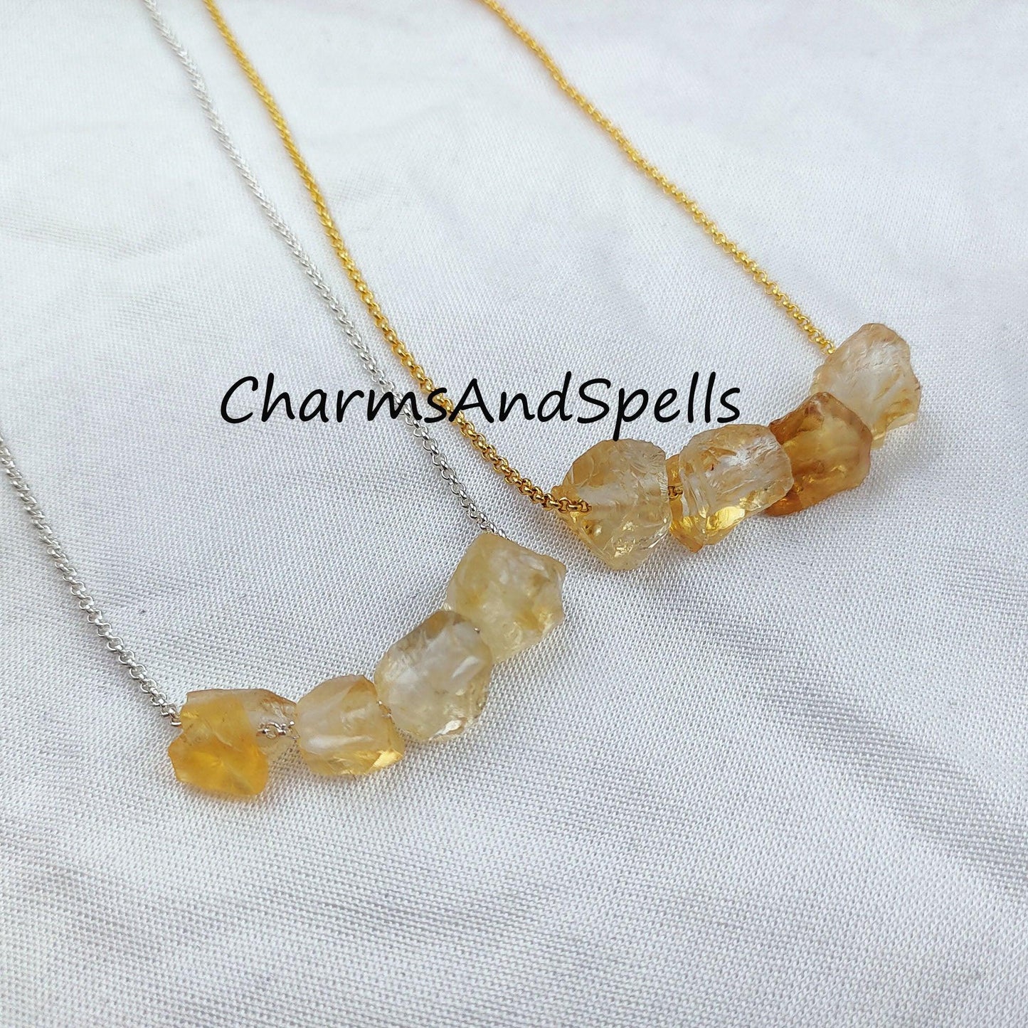 Raw Citrine Necklace, Gemstone Necklace, November Birthstone, Imitation Jewelry, Gift For Her - Charms And Spells