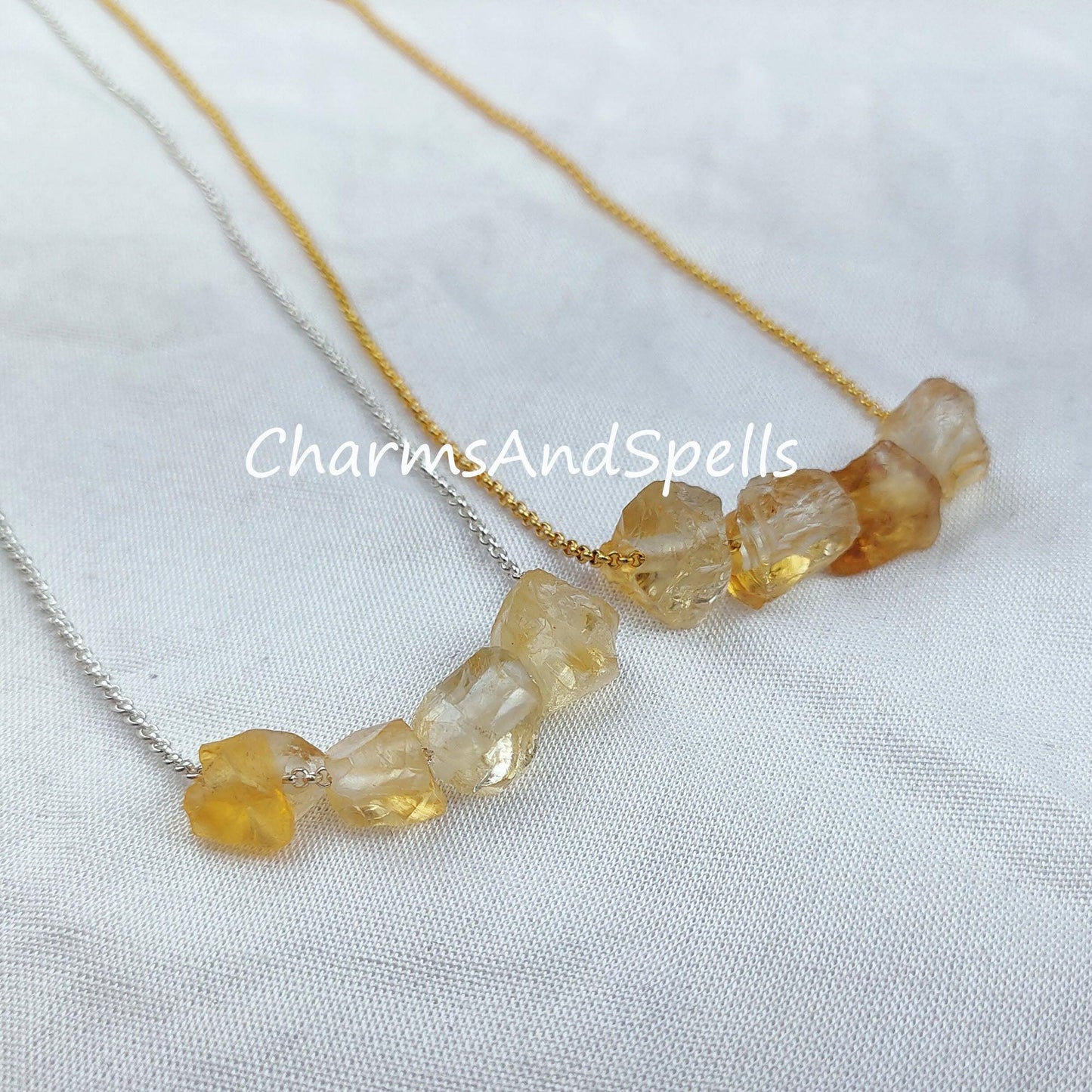 Raw Citrine Necklace, Gemstone Necklace, November Birthstone, Imitation Jewelry, Gift For Her - Charms And Spells