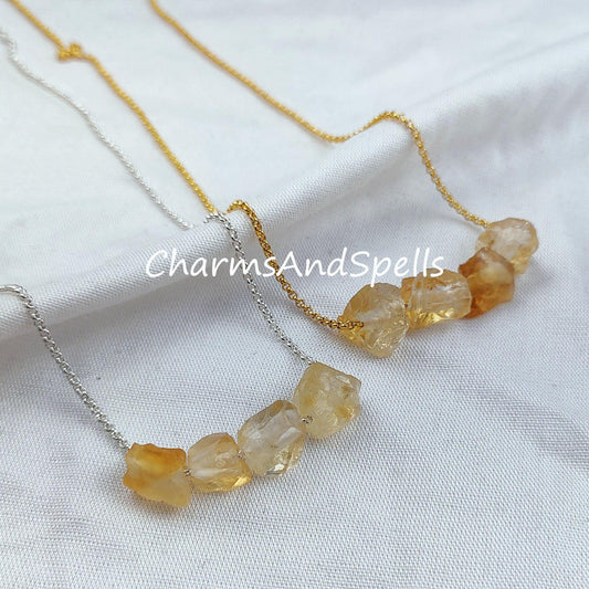 Raw Citrine Necklace, Gemstone Necklace, November Birthstone, Imitation Jewelry, Gift For Her - Charms And Spells