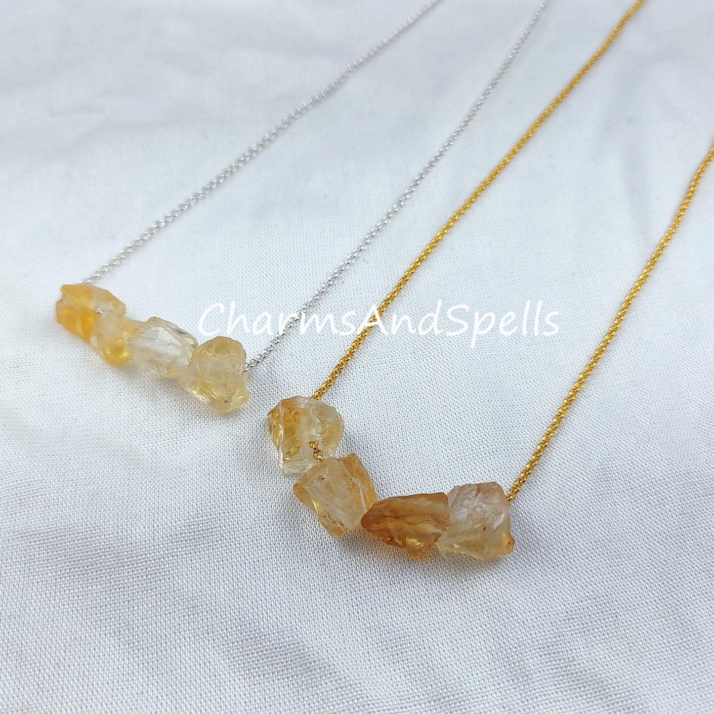 Raw Citrine Necklace, Gemstone Necklace, November Birthstone, Imitation Jewelry, Gift For Her - Charms And Spells