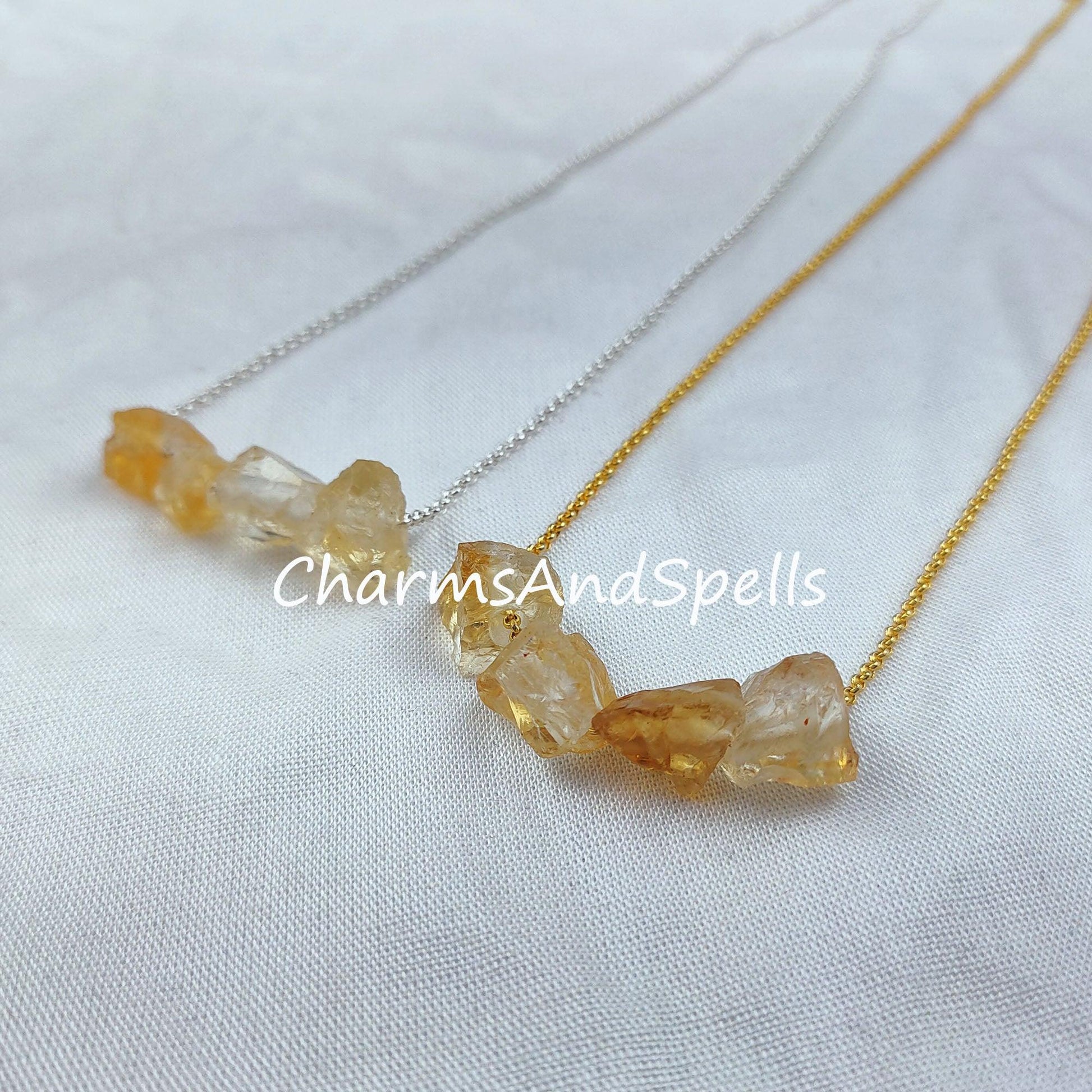 Raw Citrine Necklace, Gemstone Necklace, November Birthstone, Imitation Jewelry, Gift For Her - Charms And Spells