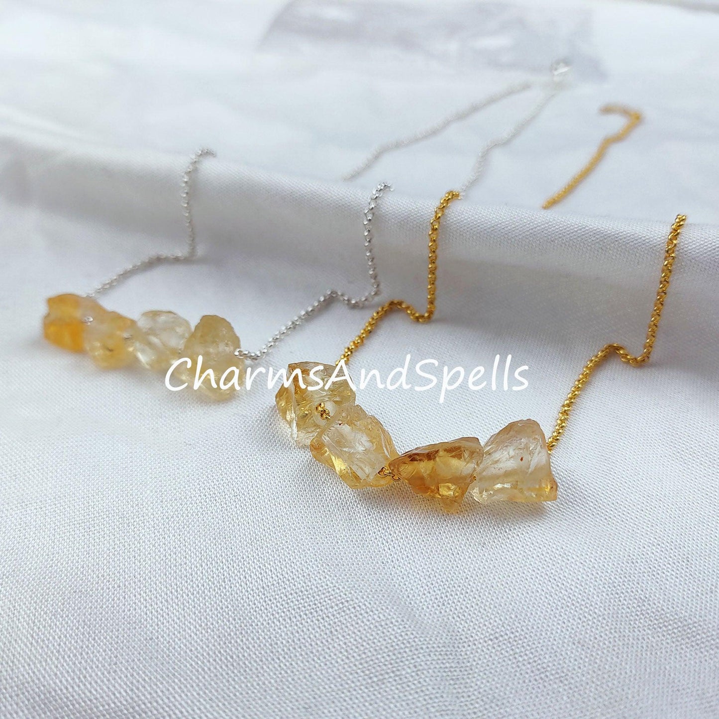 Raw Citrine Necklace, Gemstone Necklace, November Birthstone, Imitation Jewelry, Gift For Her - Charms And Spells