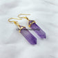 Amethyst Earrings, Pencil Earring, Dangle Earring, Gold Plated Earring, Gemstone Earring, Birthstone Earring - Charms And Spells