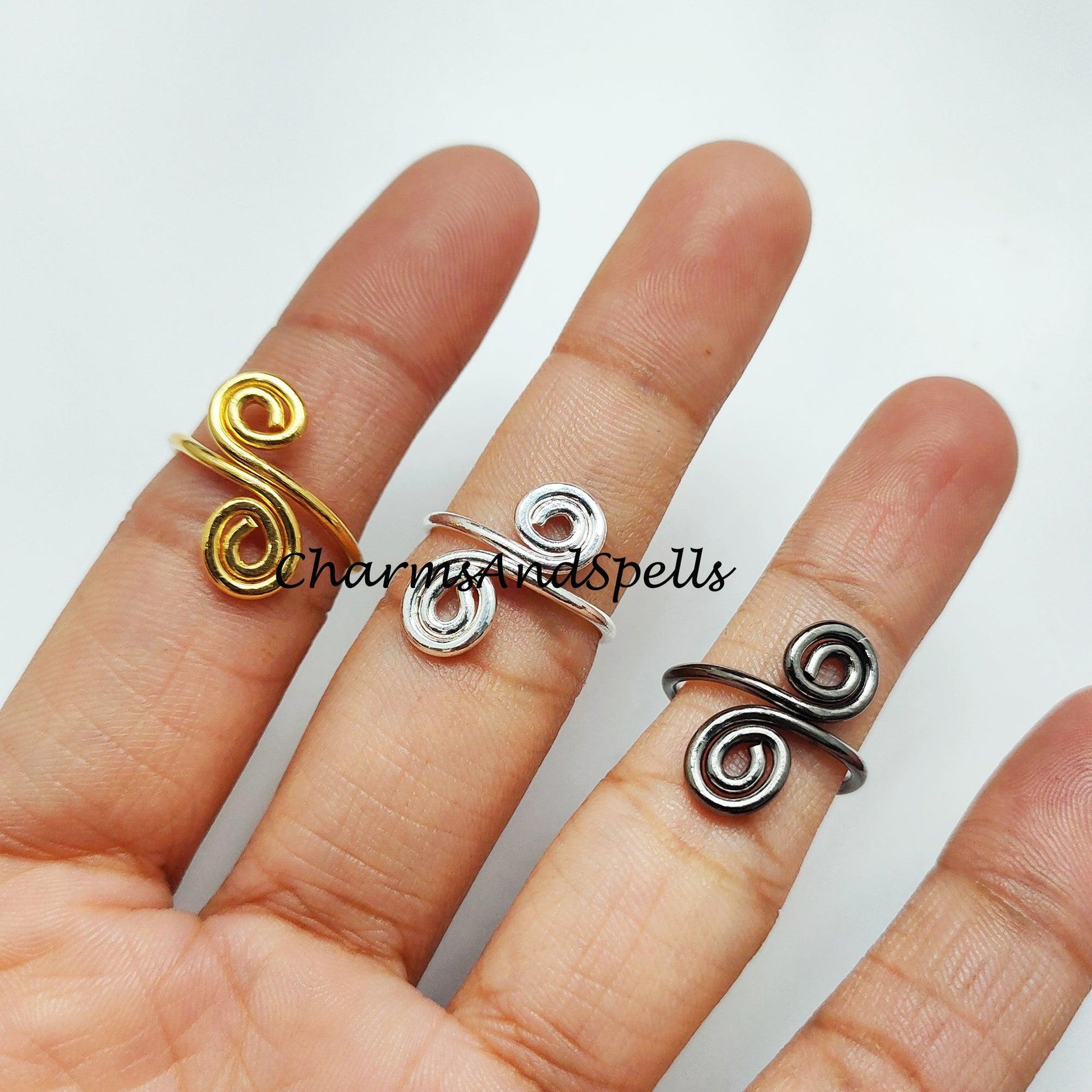 Handmade Wire Wrapped Ring, Adjustable Ring, Dainty Wire Ring, Stacking Ring, Minimalist Ring, Women Ring, Boho Ring, Midi Ring - Charms And Spells