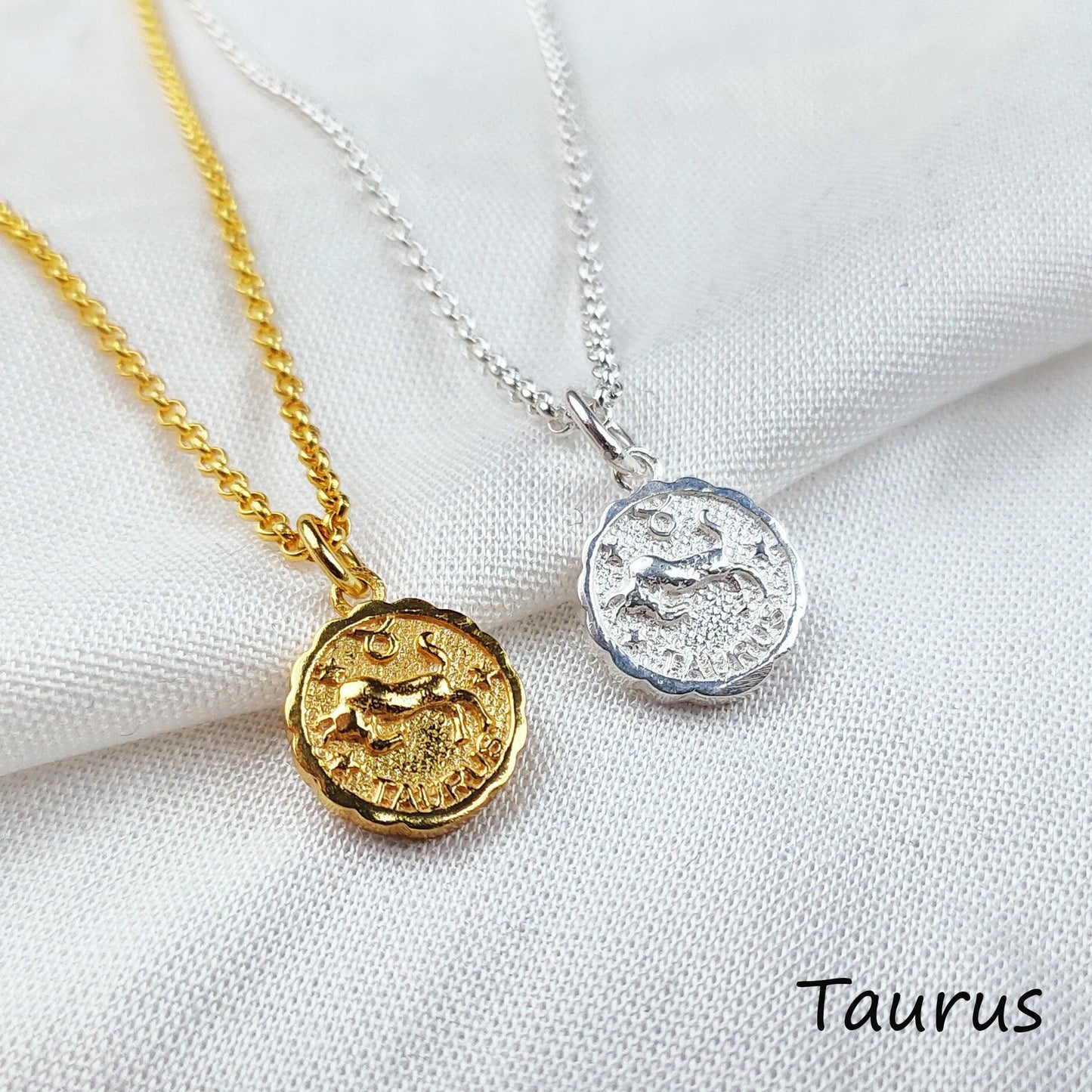 zodiac jewelry, taurus jewelry, horoscope sign, symbol greek minoan style, Gold/Silver plated necklace, unique creation, women necklace - Charms And Spells