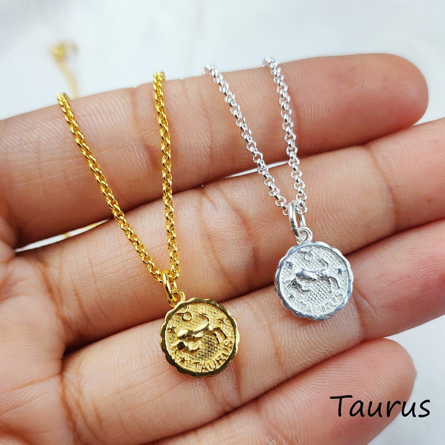 zodiac jewelry, taurus jewelry, horoscope sign, symbol greek minoan style, Gold/Silver plated necklace, unique creation, women necklace - Charms And Spells