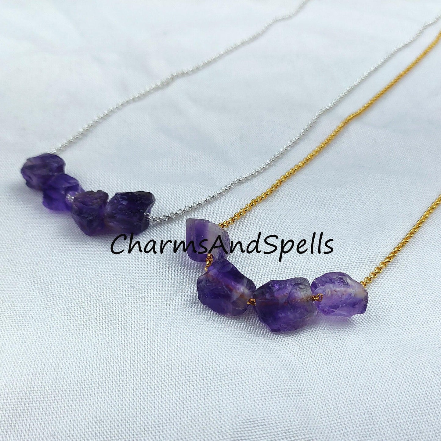 Rough Amethyst Necklace, Ethnic Handmade Necklace, Birthstone Jewelry, Healing Jewelry, Gift For Her - Charms And Spells