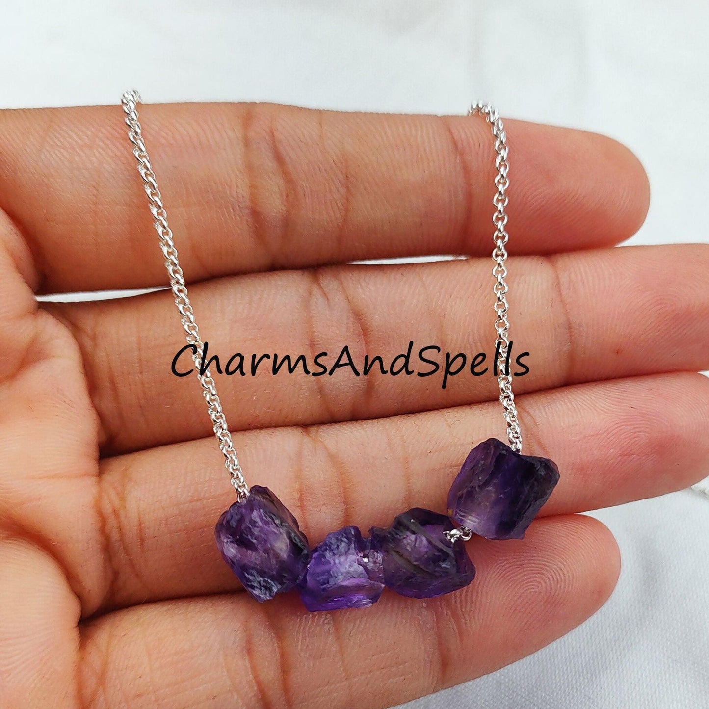 Rough Amethyst Necklace, Ethnic Handmade Necklace, Birthstone Jewelry, Healing Jewelry, Gift For Her - Charms And Spells