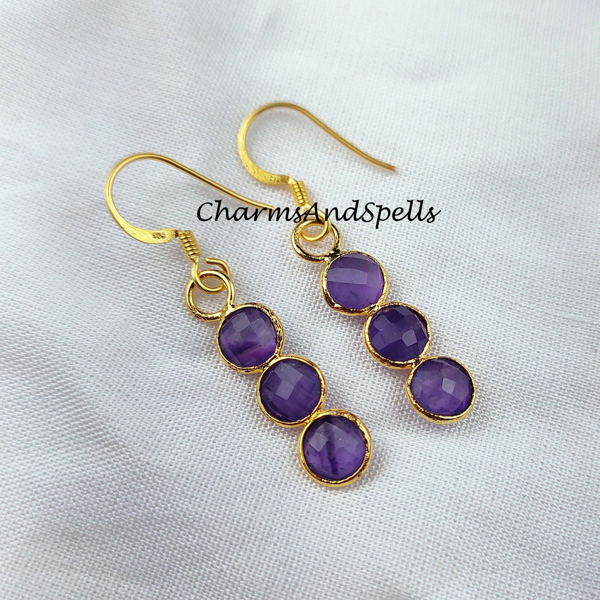 Amethyst earrings, February Birthstone Gift, February Birthstone earrings, Bridesmaid earrings - Charms And Spells