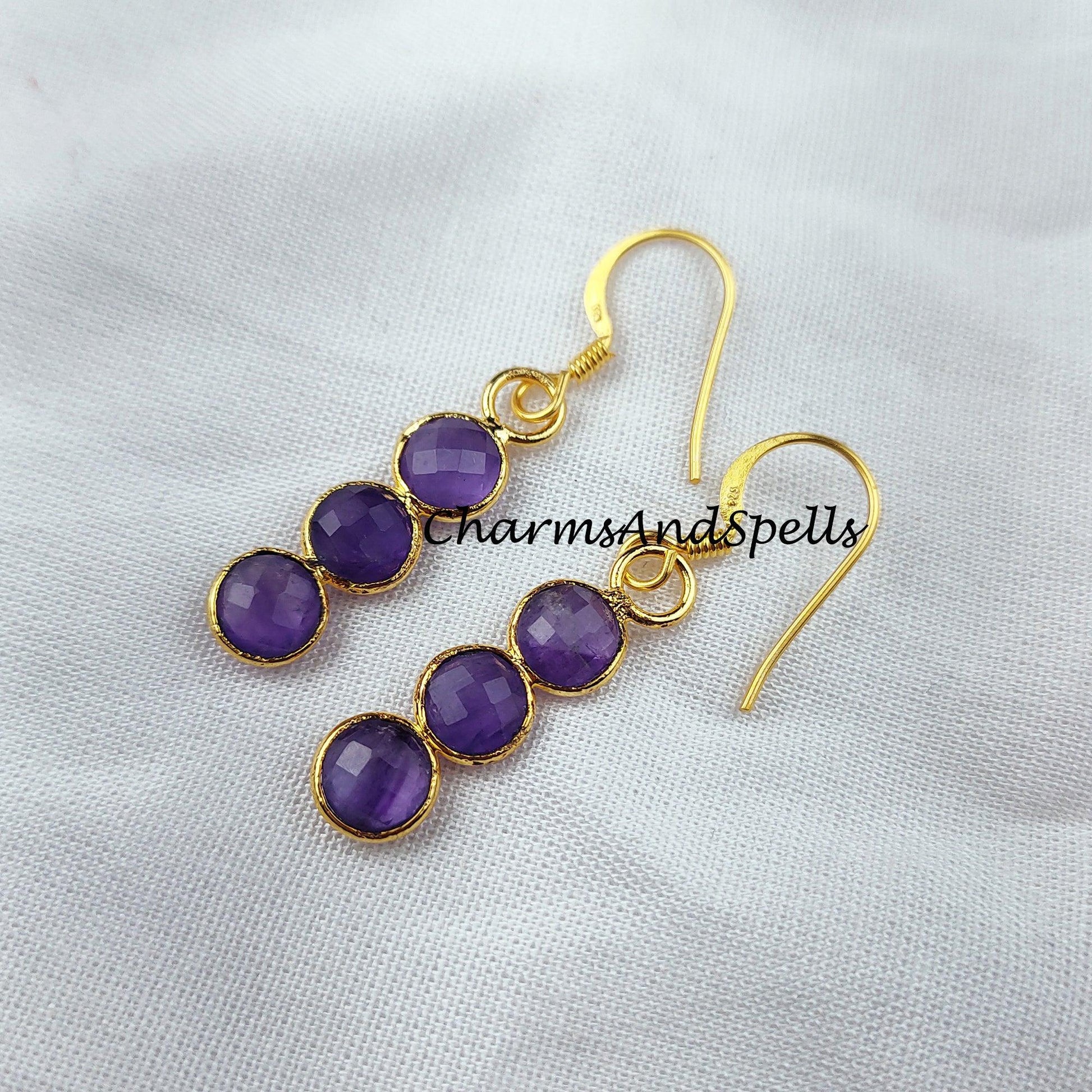 Amethyst earrings, February Birthstone Gift, February Birthstone earrings, Bridesmaid earrings - Charms And Spells