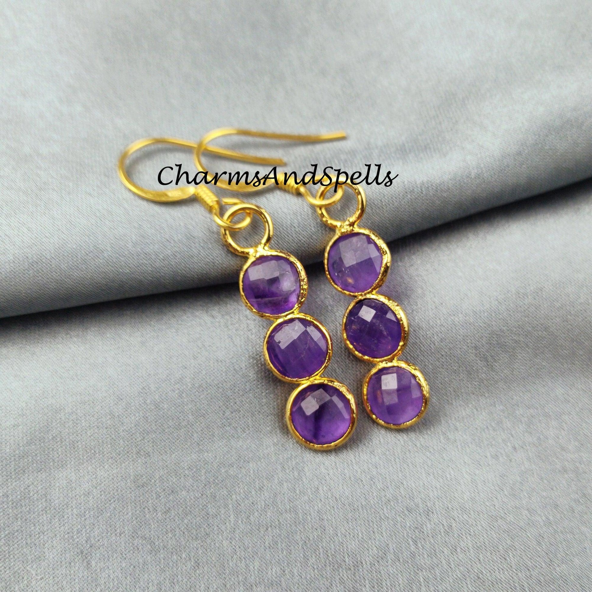 Amethyst earrings, February Birthstone Gift, February Birthstone earrings, Bridesmaid earrings - Charms And Spells