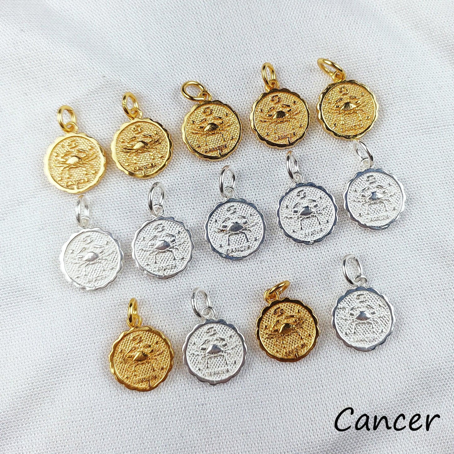 Cancer charm necklace, vintage zodiac charm necklace, vintage astrological charm with chain, boho cool zodiac signs necklace - Charms And Spells