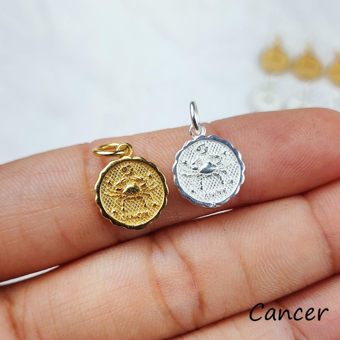 Cancer charm necklace, vintage zodiac charm necklace, vintage astrological charm with chain, boho cool zodiac signs necklace - Charms And Spells