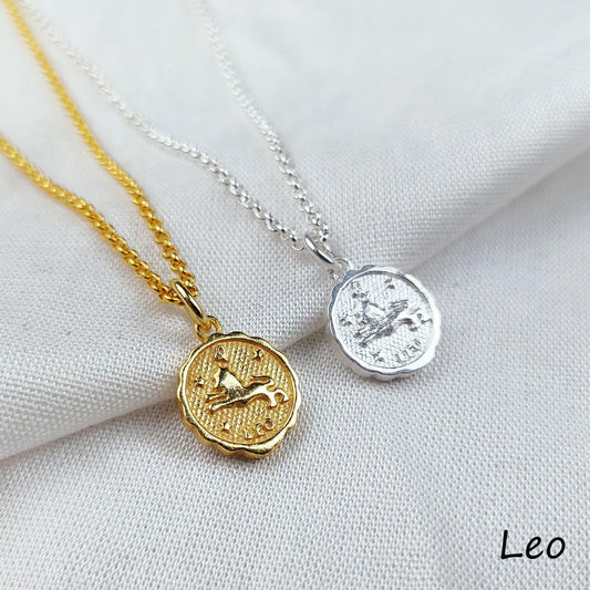 Leo Necklace, Religious Necklace, Witch Necklace, Zodiac Necklace Leo, Zodiac Sign, 14K Gold Plated, Gift for Birthday - Charms And Spells