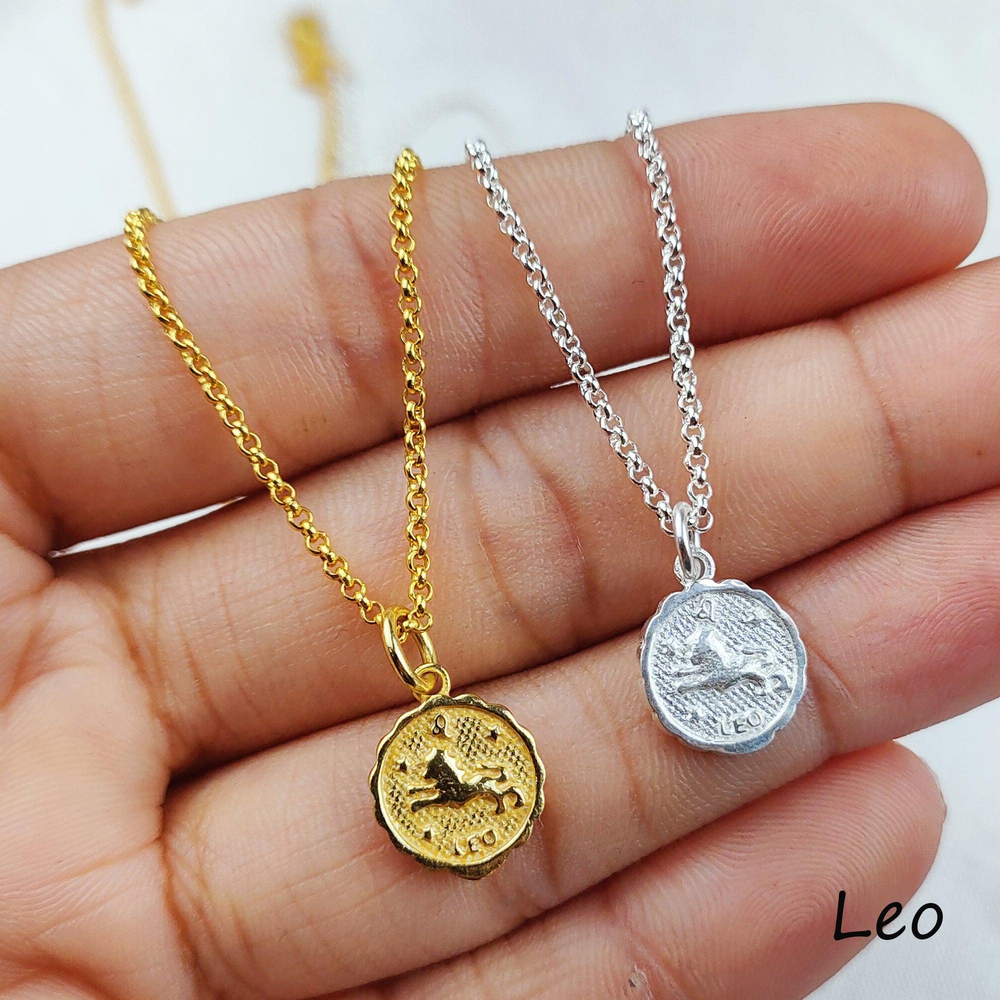 Leo Necklace, Religious Necklace, Witch Necklace, Zodiac Necklace Leo, Zodiac Sign, 14K Gold Plated, Gift for Birthday - Charms And Spells