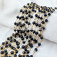 1 Feet Chain, Black Onyx Beaded Rosary Chain, Smooth Round 3-4mm Beaded Gold Plated Chain, Jewelry Findings, Rosary Chain Rolls - Charms And Spells