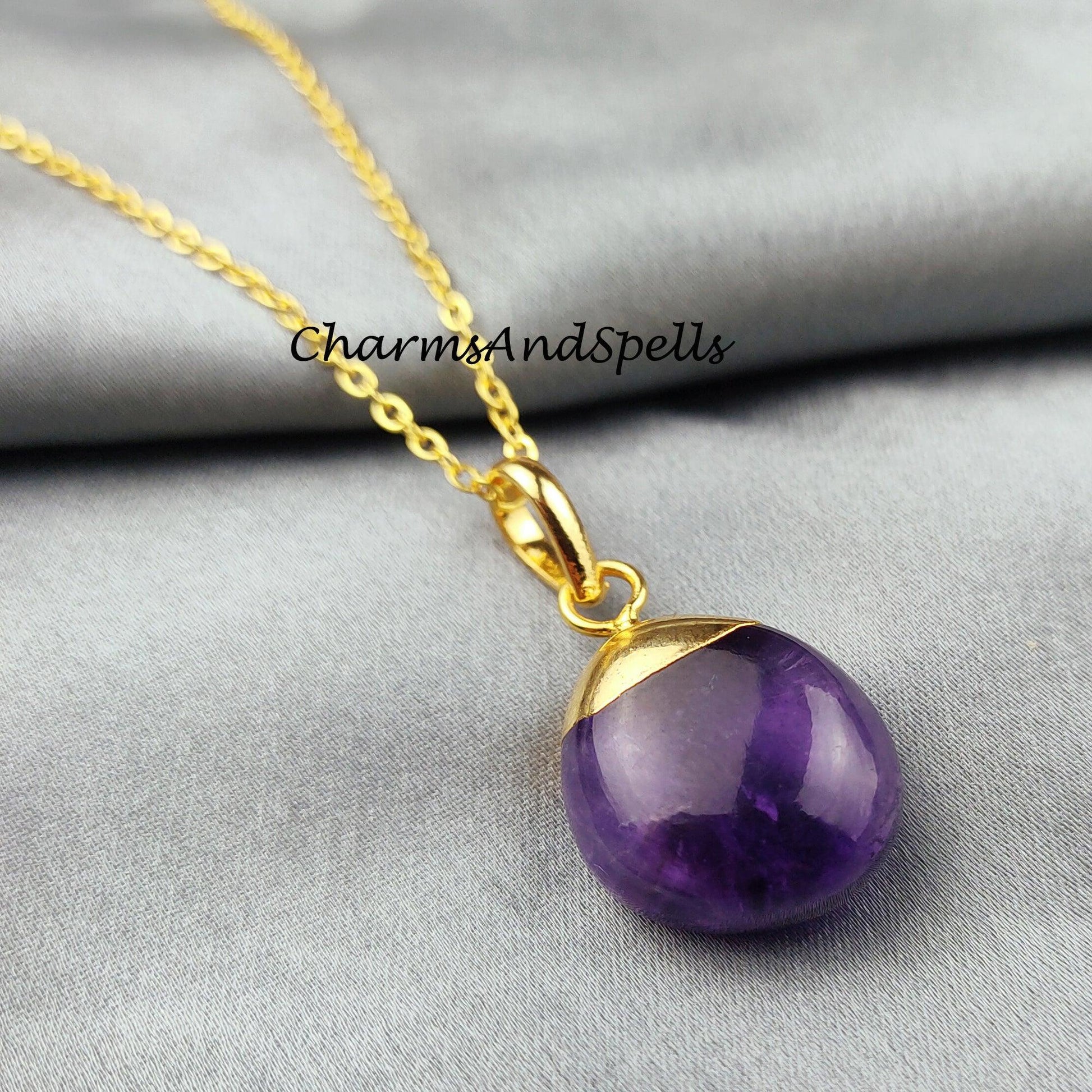 Amethyst Tumble Necklace, Gemstone Necklace, Handmade Necklace, Gold Plated Necklace, Birthstone Necklace - Charms And Spells