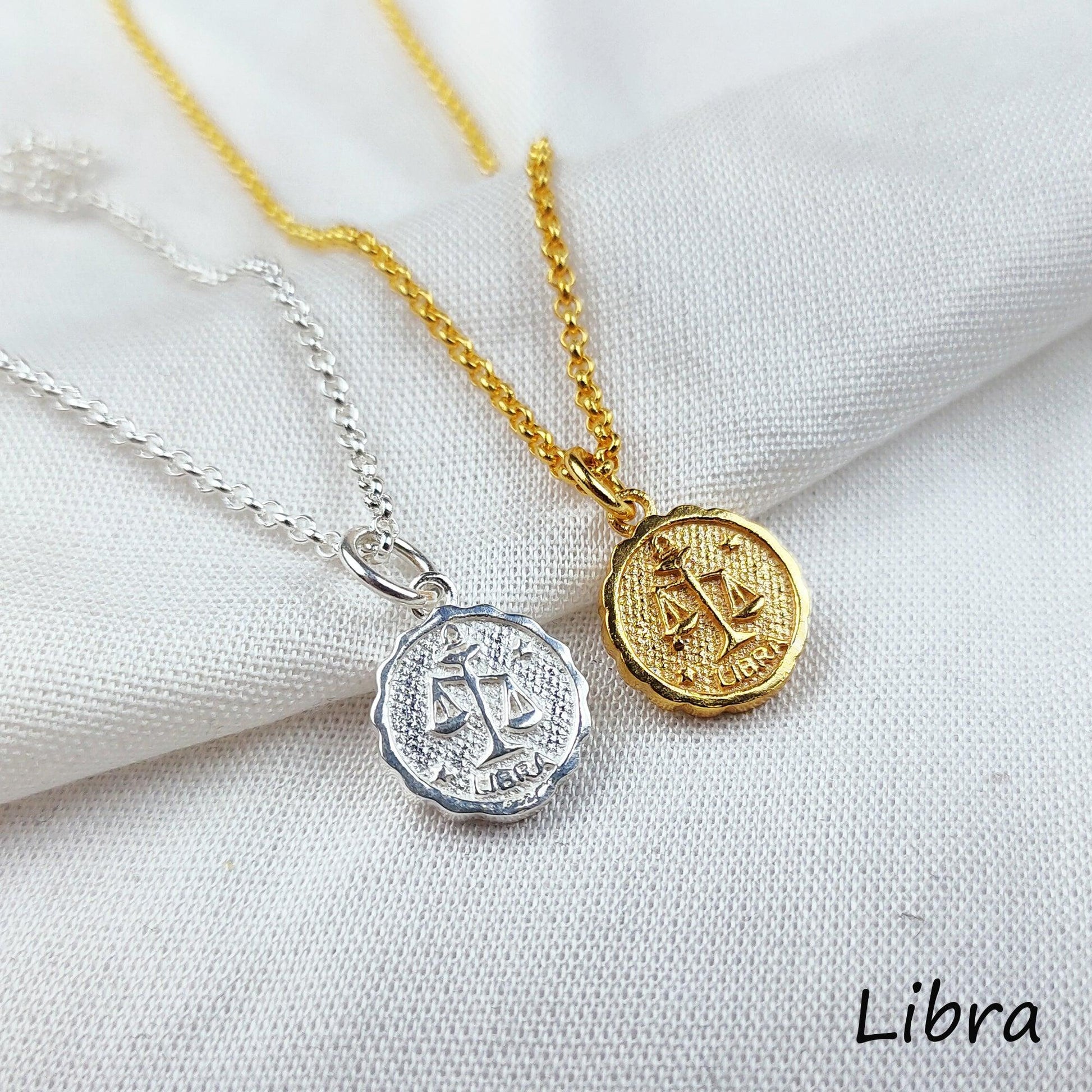 Libra Necklace, Zodiac gifts, birthday gift for her, zodiac medallion necklace, gold/silver plated necklace, astrology gift - Charms And Spells