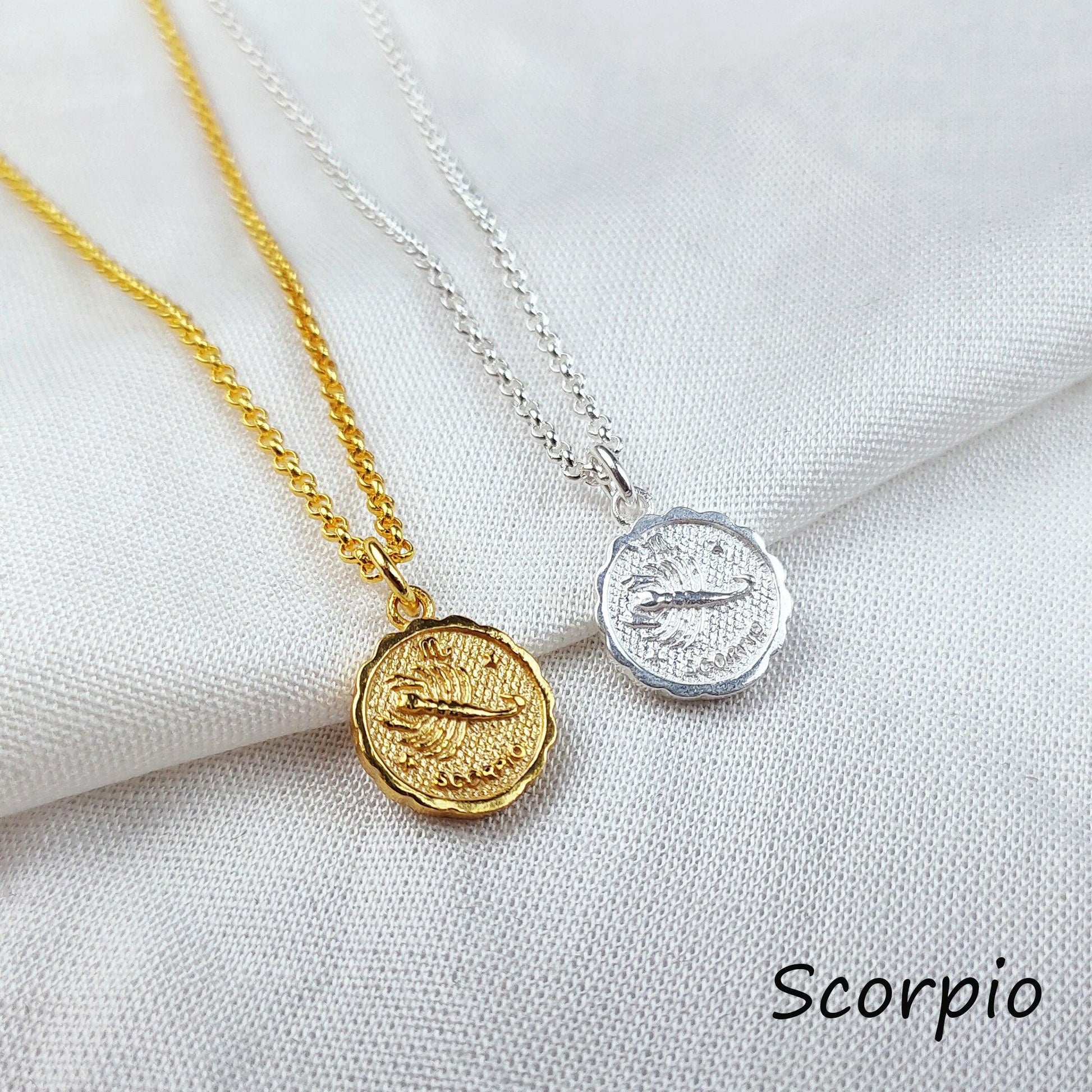 Scorpio Zodiac Necklace, Constellation Necklace, Silver/Gold Chain, Birthstone Zodiac Necklace, Birth Sign, gift for mom - Charms And Spells