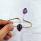 Amethyst gemstone bangle, Gold plated handmade bangle, ethnic Bangle, adjustable bangle, february birthstone bangle - Charms And Spells