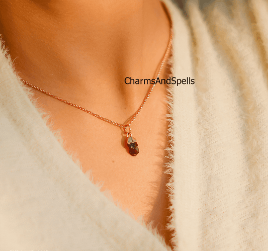 Garnet Necklace, Red Garnet Gemstone, Boho Copper Jewelry, Raw Garnet, January Birthstone, Gift Ideas, Gifts for her - Charms And Spells