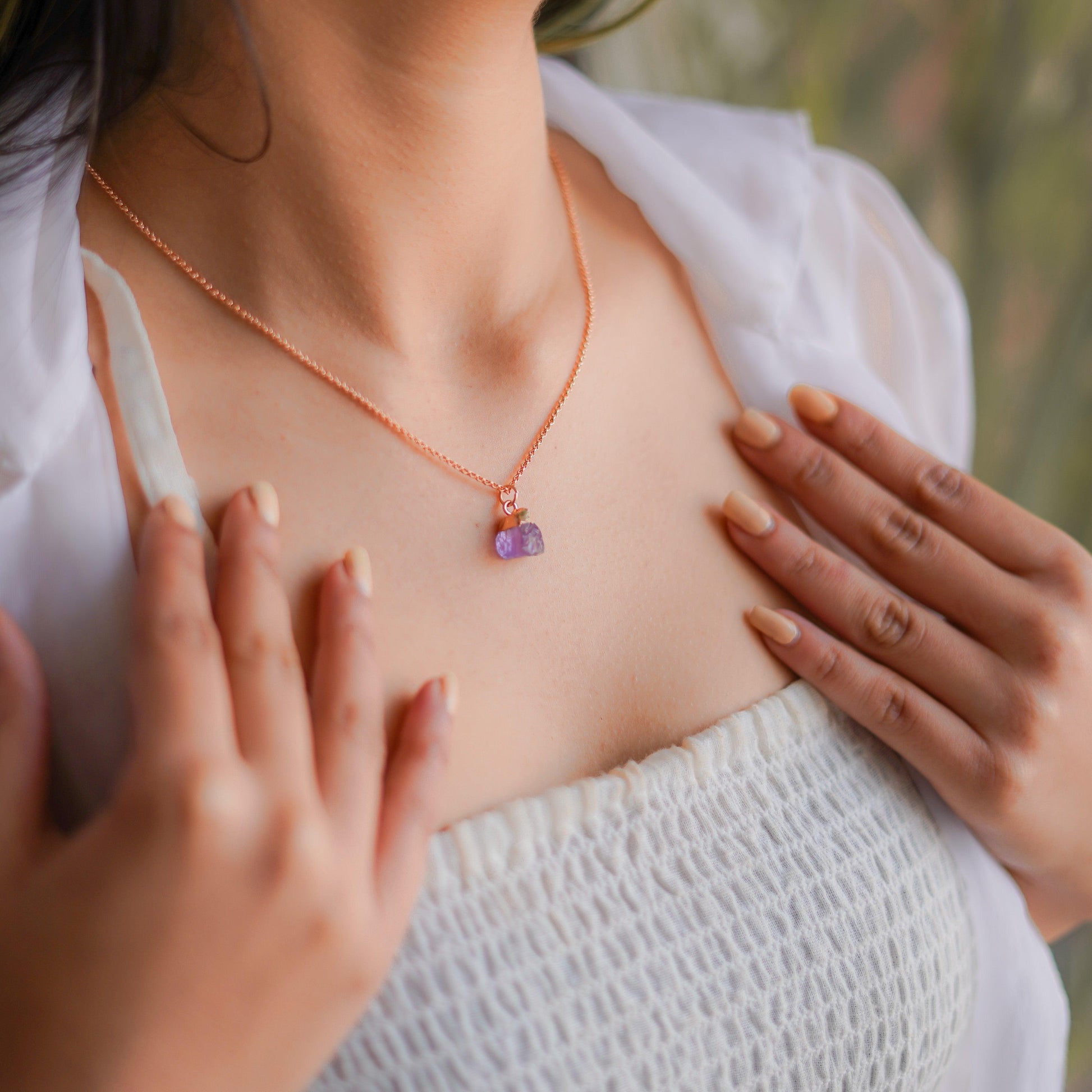 Amethyst Necklace, Raw Amethyst Gemstone, Boho Jewelry, Raw Crystal Jewelry, February Birthstone Gift, Gifts for her - Charms And Spells