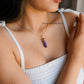 Natural Amethyst Necklace, Pencil Pendant, Gold Plated Necklace, February Birthstone Necklace, Healing Stone Necklace - Charms And Spells